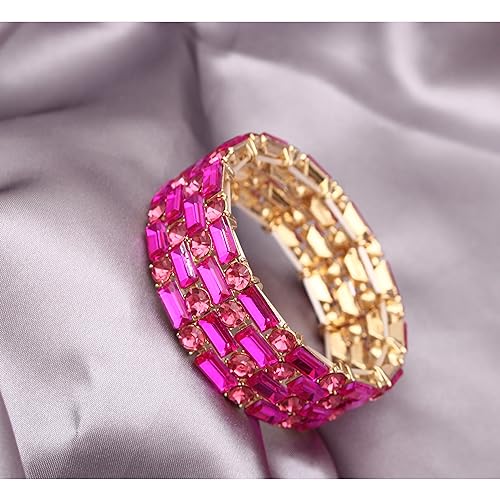 QLLYHLH Brides Bridesmaid Stretch Bangle Bracelet Austrian Crystal wedding Party costume Events Accessories for woman3