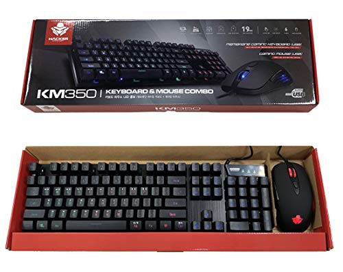 Abko Km350 Desktop Keyboard & Mouse Gaming Combo Rainbow Led, 19 Key Anti-Ghosting, Max 3200 Dpi English/Korean Type #TOP1