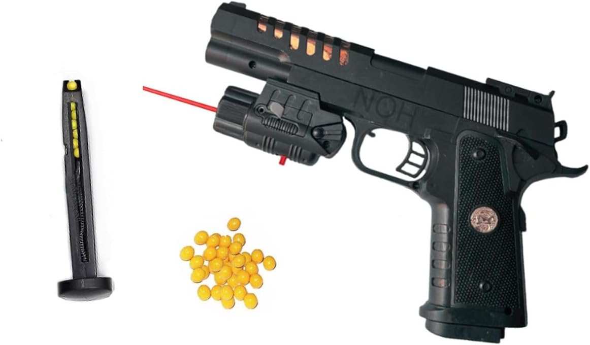Hand Gun PUBG Pistol for Kids with 8 Round Reloaded and 6mm Plastic BB Bullets (200 pcs)