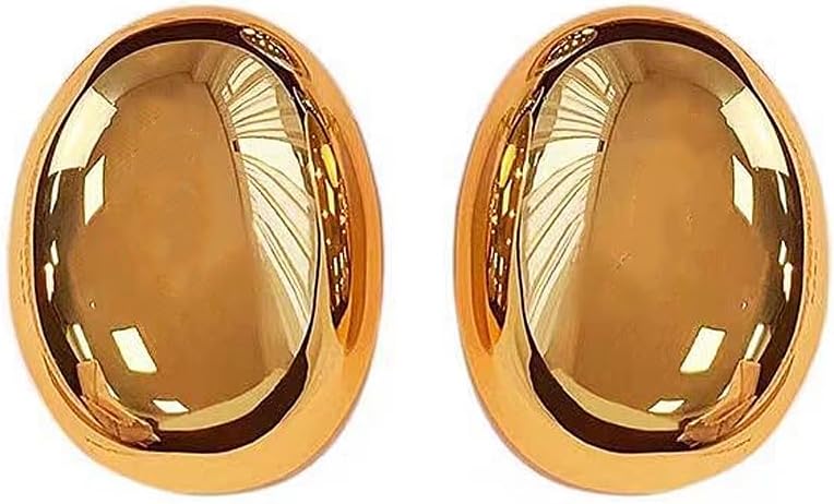 Chunky Gold Earrings for Women Minimalist Oval Statement Earrings Lightweight Geometric Ellipse Drop Dangle Earrings Trendy Everyday Jewelry Gifts - Image 7
