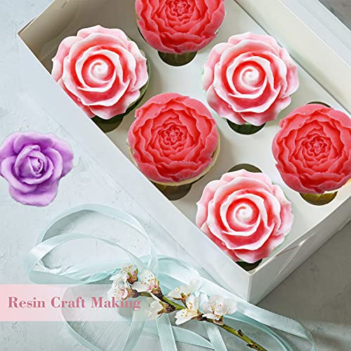 6Pcs 3D Flower Silicone Molds Set, Bloom Rose Silicone Molds For Soap Making ,Peony Molds For Handmade Chocolate, Cupcake, Dessert Decoration (6Pcs A) #TOP1
