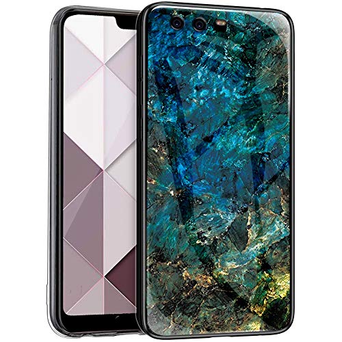 Urhause Cover Compatible with Huawei P10 Plus Case Glossy Glitter Marble Mirror Case Clear Sparkle Bumper Hard Cover Soft TPU Edge Silicone Skin Cover Shiny Bling Anti-Scratch Shockproof Cover Emerald
