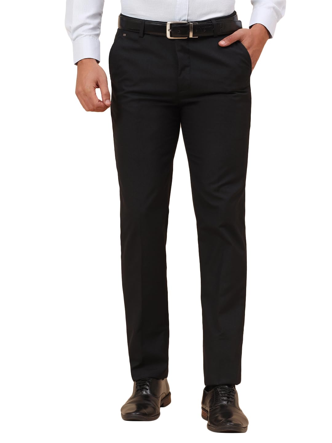cantabil Formal Trousers for Men l Breathable & Soft with Color Fastness Regular Fit Poly Viscose Fabric Self Design Pattern Hook & Eye Closure (P_MTRF00256E)-picture-12