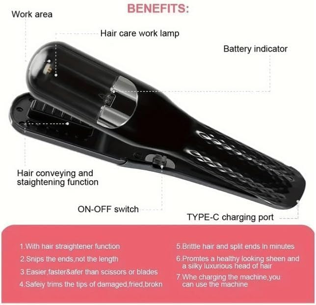 Image of Hair Split End Remover Rechargeable 2-in-1 Splitend Pro Cutter for FrizzyDry Curly Types, Ideal For Women Seeking Healthy hair Beauty Styling Tool