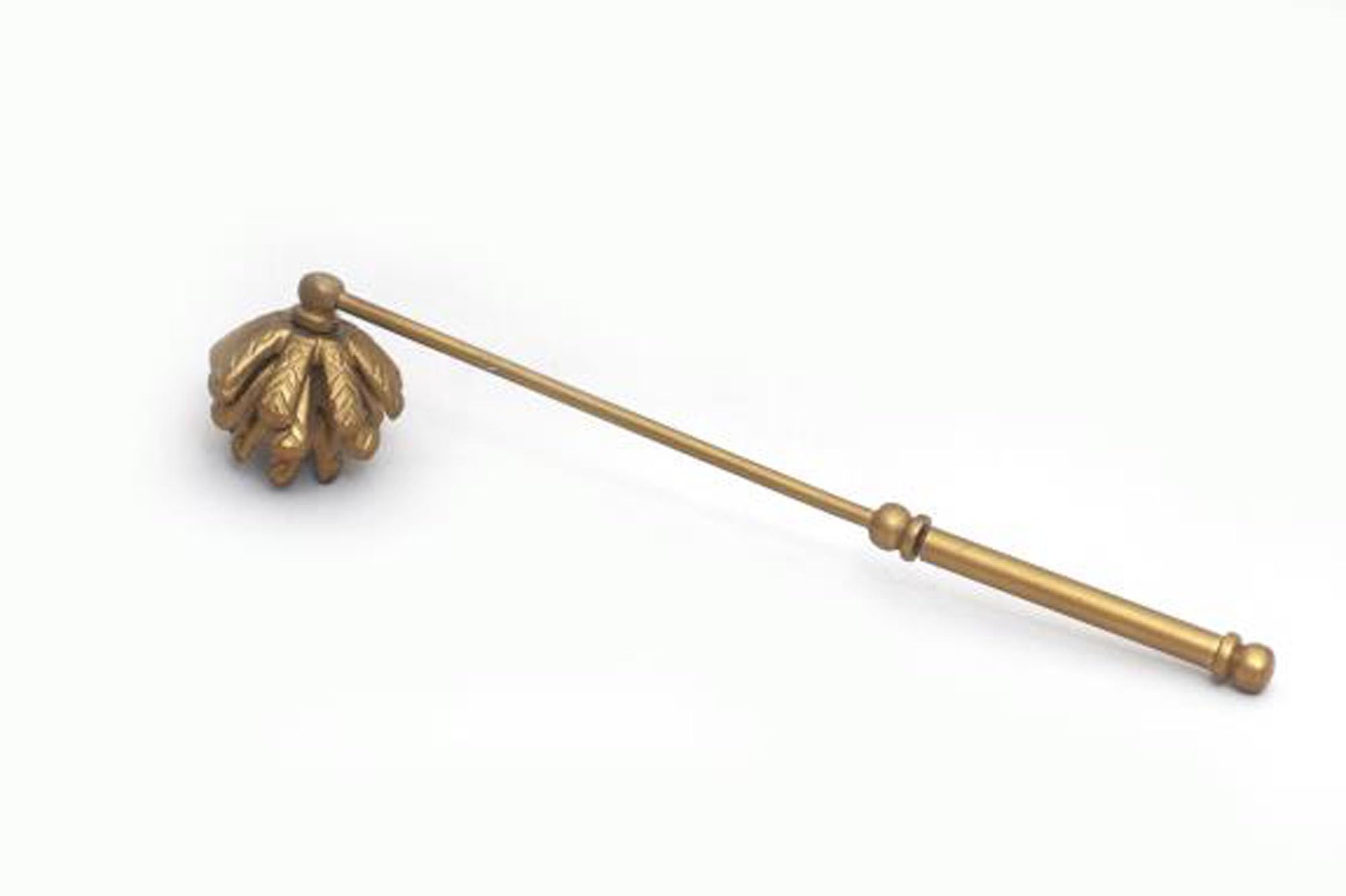 IHI EST. 1986 Gold Aluminum Candle Snuffer, 12 Inch Decorative Candle Extinguisher with Leaf Shaped Bell, Elegant Wick Snuffer for Pillar, Taper and Jar Candles