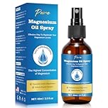 Pure Magnesium Oil Spray for Feet & Body - Easy to Absorb, Magnesium Spray, 2 fl oz (60mL) in Glass Bottle