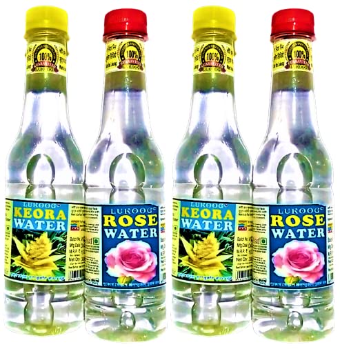 KR300x2 Lukoog Kewra Water 300ml+Rose Water 300ml,2Set(Combo Pack of 4 bottles) Use For Biryani,Pulao,Fried Rice & other Recipes,It must be your choice,if do not like it,can return it