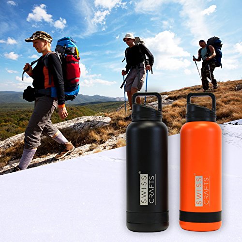 Swiss Crafts 25 Oz Double Wall Vacuum Insulated Stainless Steel Travel Tumbler With Bpa Free, Sports Water Bottle, Gym Bottle (Orange) #TOP6