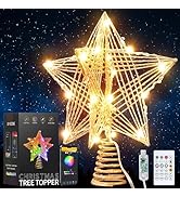 ODEETRONIC Smart Christmas Tree Topper, 8" RGB Star Tree Topper, 20LED 3D Hollow Color Changing L...