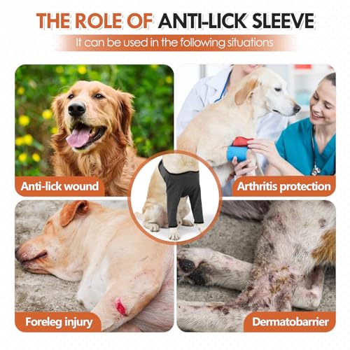 Image of HDKUW Dog Recovery Sleeve, Dogs Front Leg Sleeves After Surgery with Elastic Band, Elbow Protector for Small Medium Large Dogs, Puppy Joint Brace Prevent Licking Wound Cone Alternative XL