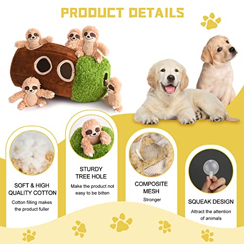 Okegztoa Interactive Squeaky Dog Toys Plush Sloth Dog Toy, Stuffing Woodland Friends Burrow, Squeaky Plush Dog Toy For Small Medium Large Dogs (Large) #TOP2