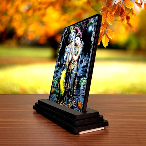 Image of Radha Krishna Car Dashboard Idol (1175) - Decorative Spiritual Figurine for Home, Office Desk, Temple & Gifting | Auspicious Hindu God Showpiece | Premium Resin Idol