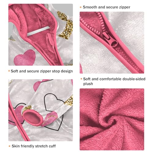 OTVEE Valentine Romantic Pink Hearts Kids Hoodie Jacket Fall Spring Full Zip Warm Outwear Coat3