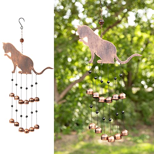 VP Home 25" H Fancy Cat Wind Chimes for Outside Unique Cat Memorial Windchime for Outdoor Decoration and Garden Decor Cat Chimes are for Women, Mom, Grandma, Unisex