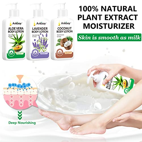 3 Pack Body Lotion For Women Dry Skin,Bulk Lotion For Men Scented Natural Body Moisturizer Aloe,Coconut,Lavender With Vitamin E, Moisturizing Body Cream With Shea Butter, Skin Lotion Body Skin Care Products Mother Day Father Day Valentine's Day Gifts For Women Men #TOP4