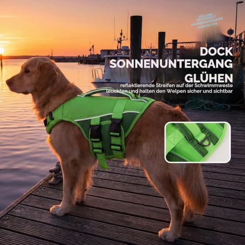 ASENKU Schwimmweste Hund Groß XXL,Verstellbar & Ripstop Hundeschwimmweste,Rettungsweste für Hunde mit Griff und Reflektierend, Hunde Schwimmweste für Chihuahua,Dackel,Französische Bulldogge, Labrador