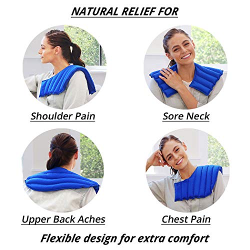 My Heating Pad for Neck and Shoulders Pain Relief | Large Microwavable Heating Pad with Natural Filling Ingredients | Neck Warmer Heat Pad for Targeting Stress, Tension and Headache Relief (Blue)