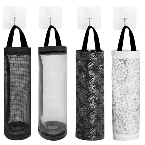 ZOCONE 4 Piezas Soporte para Bolsas de Plástico para Colgar Bolsas de Basura Guarda Bolsas de Plastico Cocina Plegable Dispensador Bolsas de Plastico Reutilizable Organizador Bolsas de Plastico Cocina