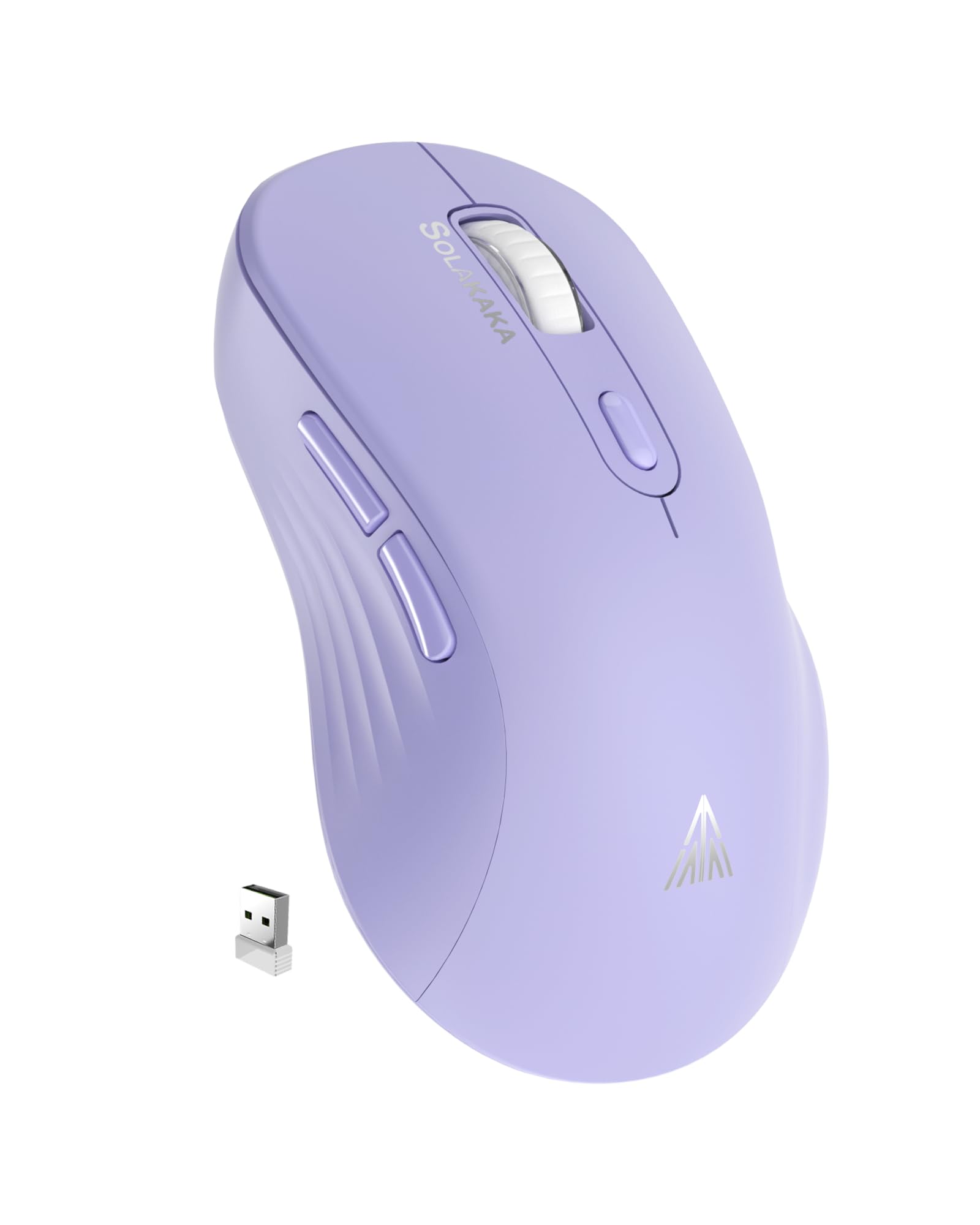 SOLAKAKA SM66 Purple Silent Dual Mode Wireless Mouse for Laptop, Adjustable 4800 DPI,Rechargeable Computer Mouse for Bluetooth and Wireless Connection
