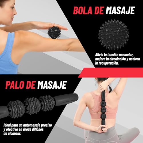 Miniatura 5 de Finyt - Foam Roller Pack 7en1 - Rodillo Masaje Muscular, Rulo Masaje Muscular, Bola De Masaje, Banda Elástica Pilates, Goma Muscular, Ejercicios Foam Y Bolsa De Transporte Roller