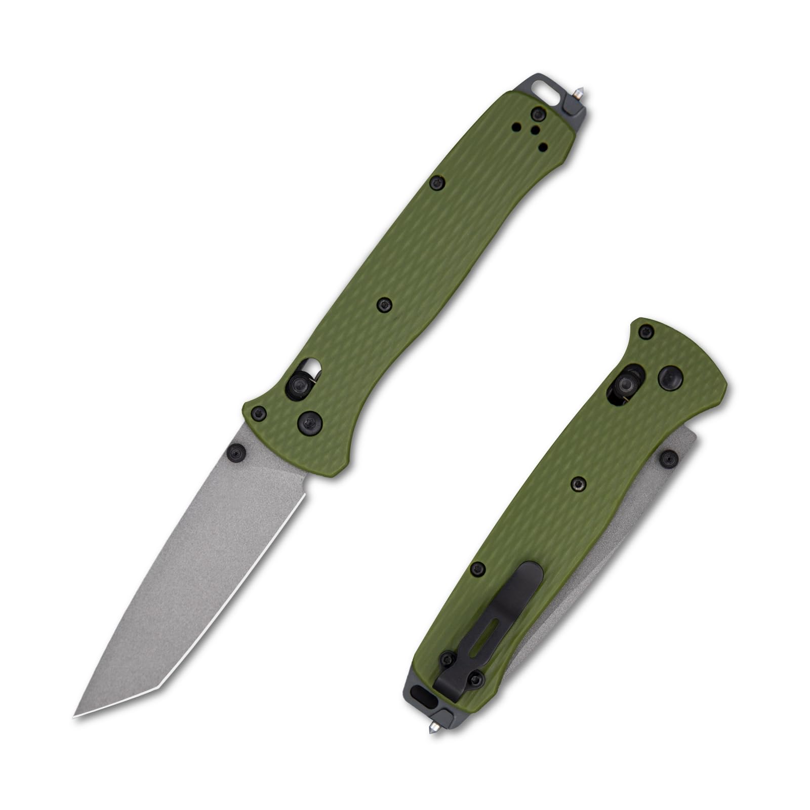 Axis Lock Folding Knife 3.35 inch tanto D2 Steel Folding Knife Green G10 Handle Pocket Knife EDC Pocket Knife with Glass Breaker and Reversible Back Clip For outdoor, camping, and hunting use.