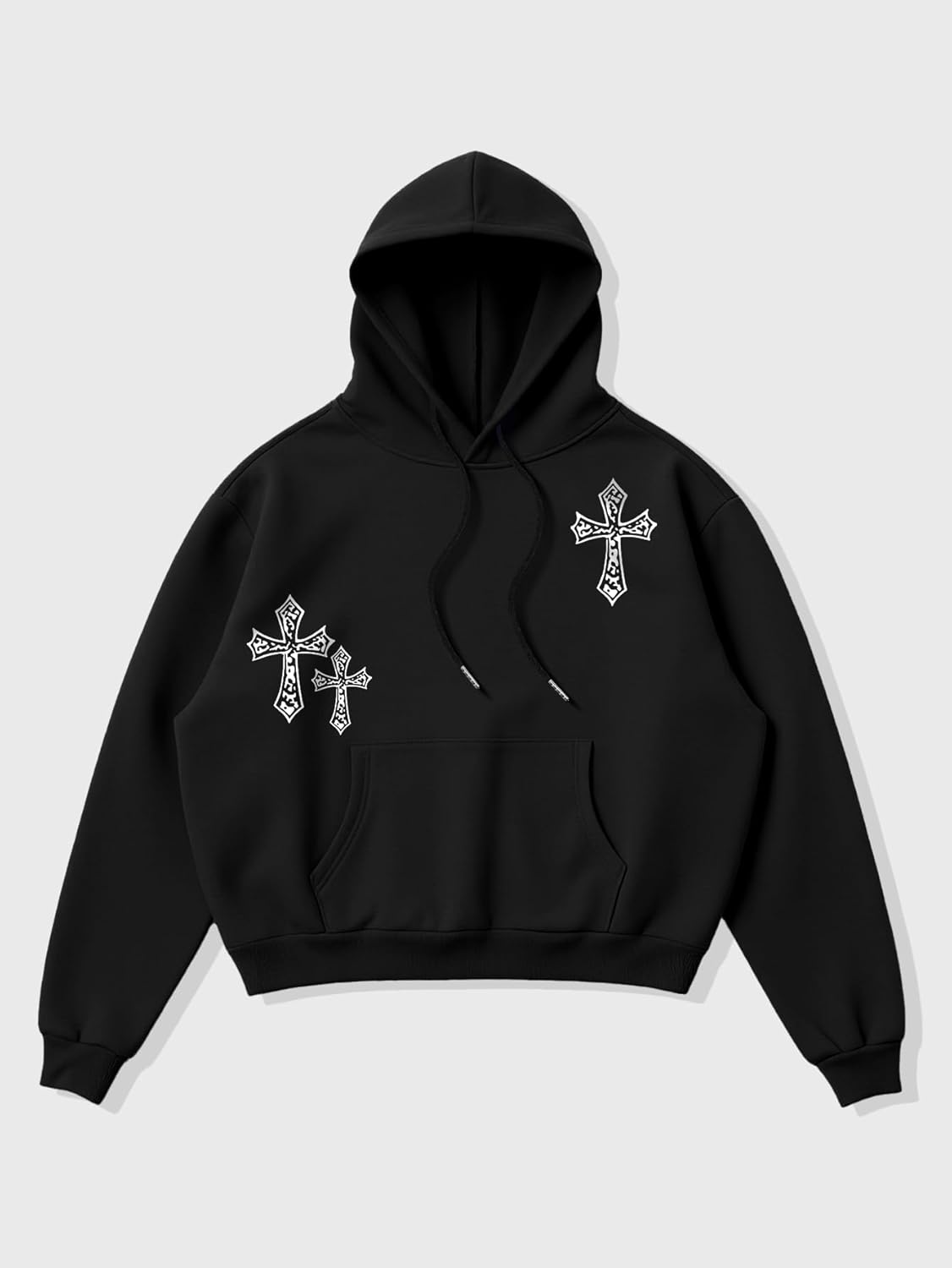 WDIRARA Men's Cross Graphic Hoodies Long Sleeve Hooded Sweatshirts Goth Pullover Tops - Image 2
