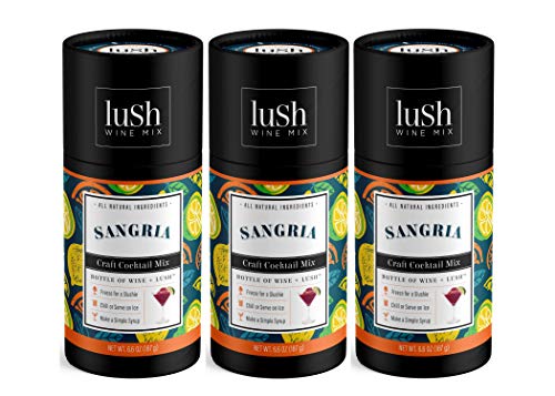 Lush Wine Mix Sangria - Organic Mix for Wine Slushies, Simple Syrup Cocktails, & Frozen Drinks (Sangria, 3-Pack)