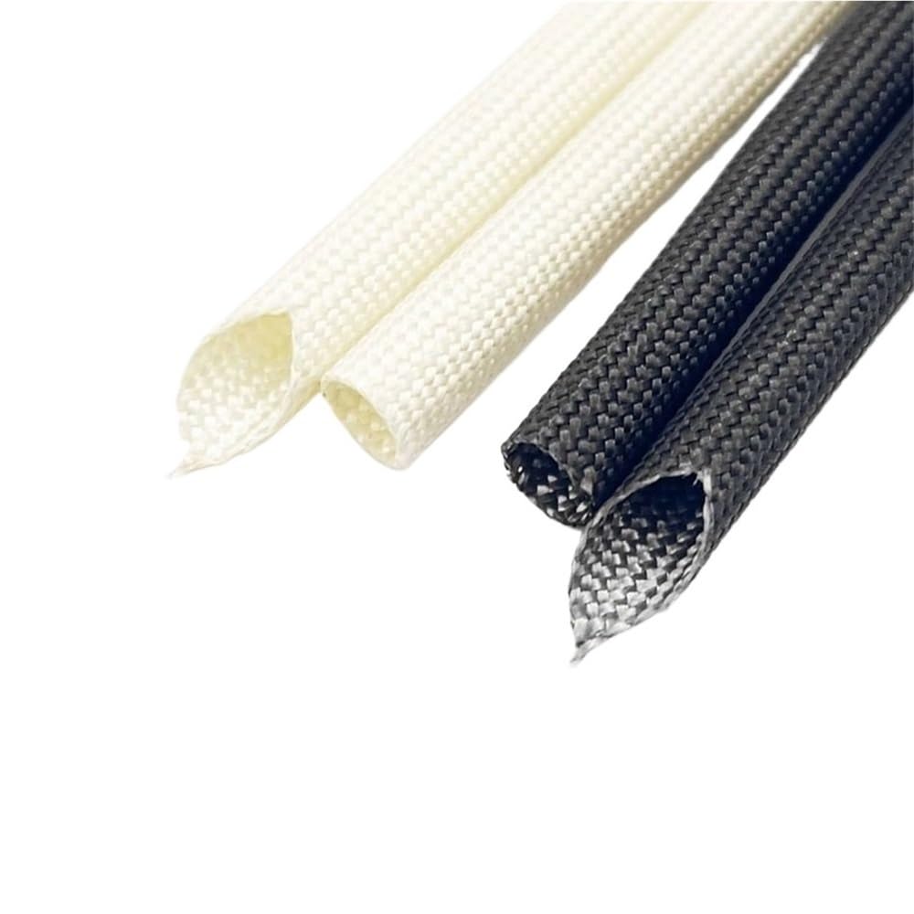 Funda protectora térmica de fibra de vidrio, HTG Cable Sleeve Braided Glass Fiber High Temperature Pipe 1-25mm x 1-40m White Black 1pc(White,25MMx10METERS)
