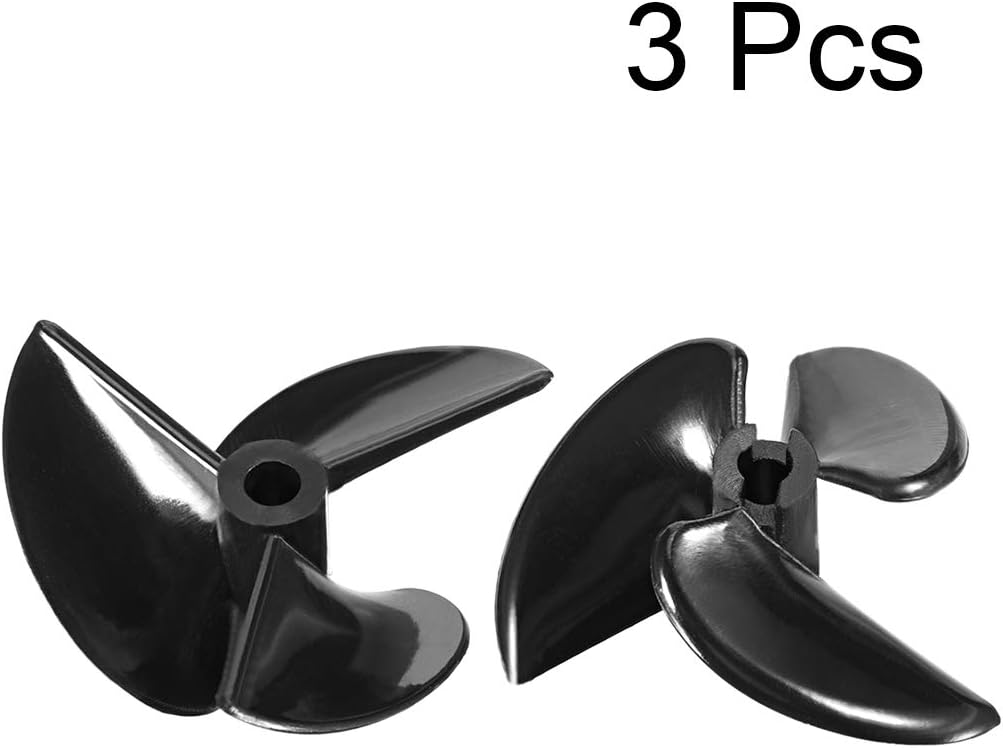 uxcell RC Boat CW Propeller 4.8mm Shaft 3 Vanes 52mm 1.6 P/D Fan Shape Pastic Black Rotating Propeller Props for RC Boat, 3pc