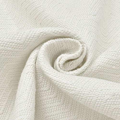 Image of LINENWALAS Textured Cotton Solid Herring Bone Weave Heavy Drapes Curtains with Elegant Back Tabs for Doors (4.5x5ft, White)