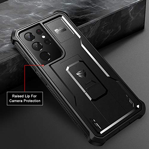 Image of Dexnor for Samsung Galaxy S21 Ultra Case, [Built in Screen Protector and Kickstand] Heavy Duty Military Grade Protection Shockproof Protective Cover for Samsung Galaxy S21 Ultra 5G, 6.8 inch Black