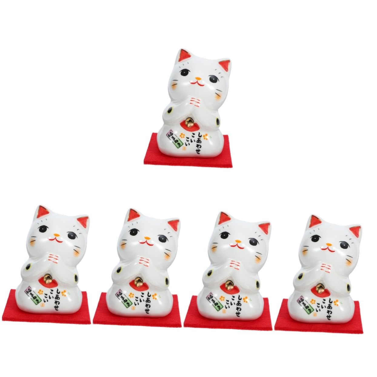 Alipis 5 Piezas Gato Suertudo Mini Maneki-Neko Dinero Gato Modelo Figura Decoración del Gato De La Fortuna Decoración Japonesa para El Hogar Estatuillas De Miniaturas Auto Cerámica