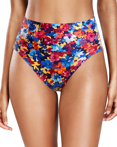 Image of Tempt Me Womens High Cut High Waisted Bikini Bottoms Tummy Control Bathing Suit Bottoms Swim Bottom Swimsuit Bottom