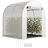 Outsunny Gewächshaus, Foliengewächshaus mit Aufrollbare Fenster & Tür, Netzfenster UV Schutz, Folientunnel, Tomatenhaus Winterfest Treibhaus für Garten, Balkon, 1,8 x 1,8 x 2 m Weiß