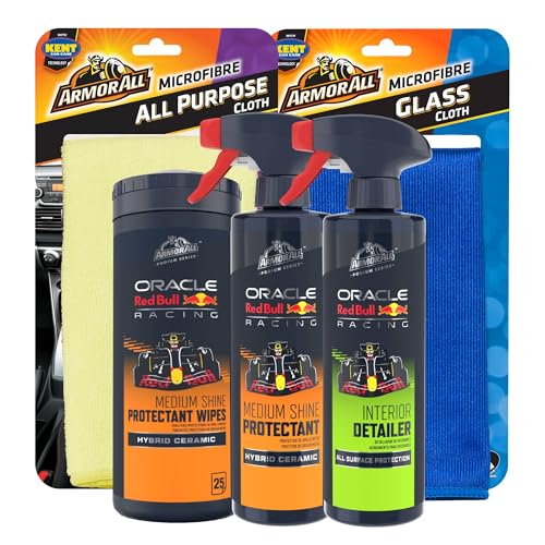 Armor All Kit Limpieza Interior Coche, Pack 5 Productos con Tecnología Cerámica, Toallitas XL,...