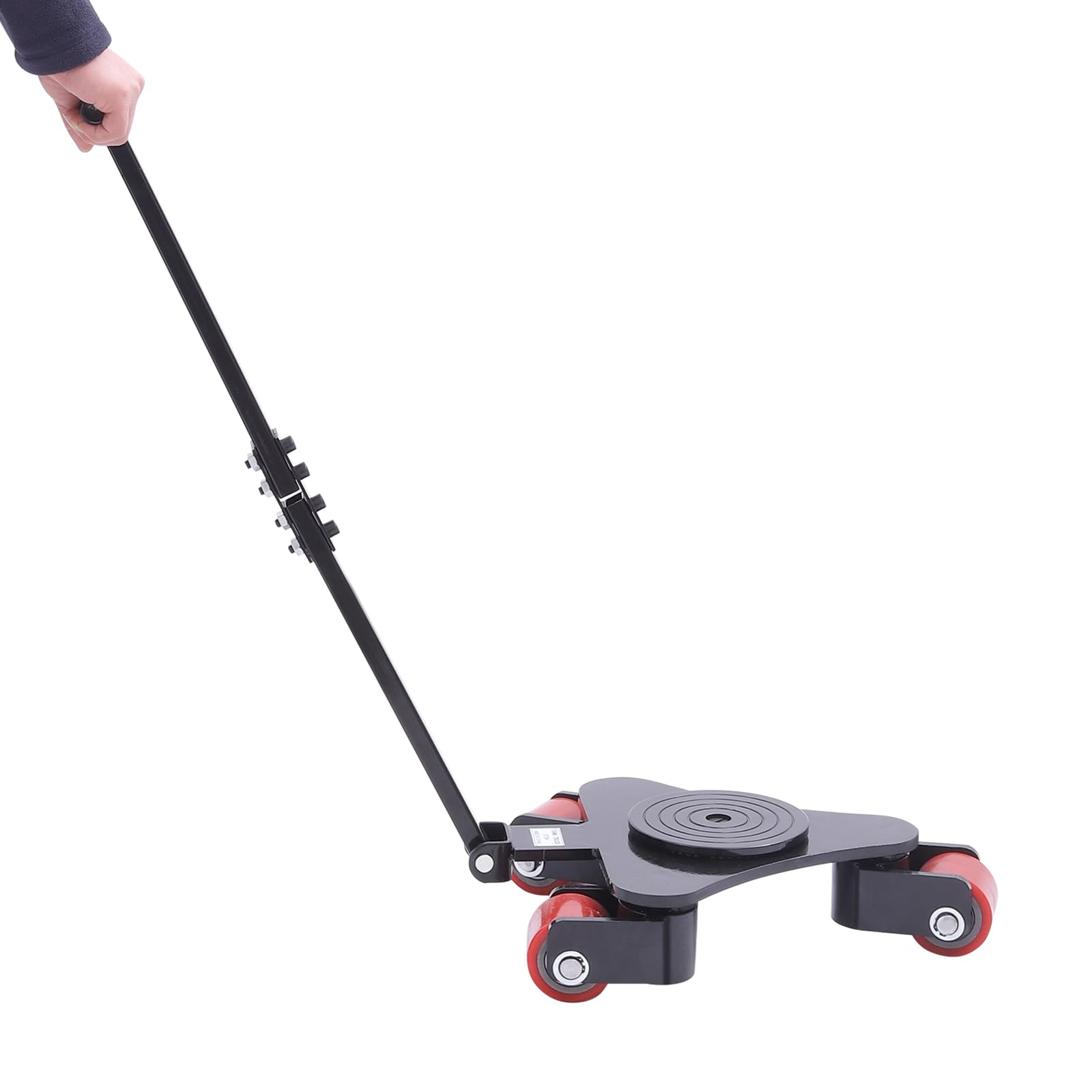 2T/1,999.9 kg Maszyny z uchwytem, maszyna przemysłowa, skate Dolly z obrotową nasadką i 3 obrotowymi rolkami PU do ruchu ciężkiego sprzętu (czarna)