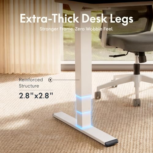 Image of FLEXISPOT E6 MAX 1 inch Thick Beveled-Edge Solid Wood Standing Desk, 63 inchx30 inch Dual Motor 3-Stage Heavy Duty Workstation, 330lbs Weight Capacity Height Adjustable Desk(Black Walnut Rubberwood + White Frame)