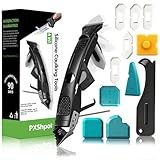 Caulking Tool 6 in 1 Sealant Finishing Tool & Grout Remover Scraper with 6 Silicone Pads, Sealant Removal and Trimming Tool with Squeegee for Bathroom, Window, Door, Kitchen