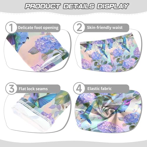 ALAZA Girls' Leggings Children's Yoga Pants Skinny Printed Dance Hummingbird Hydrangea Comfortable 4T2