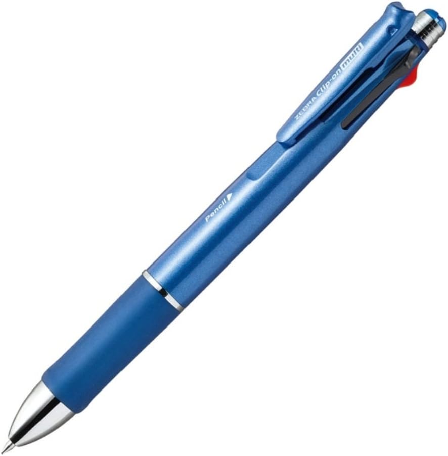 Zebra P-B4SA2-BL Multi-Functional Pen, 4 Colors + Sharp Clip-On Multi 1000, Blue