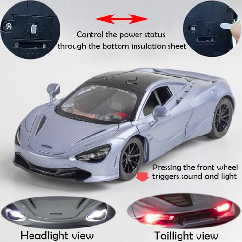 Auto en escala 1:32 McLaren 720s azul con sonidos y luces miniatura 4