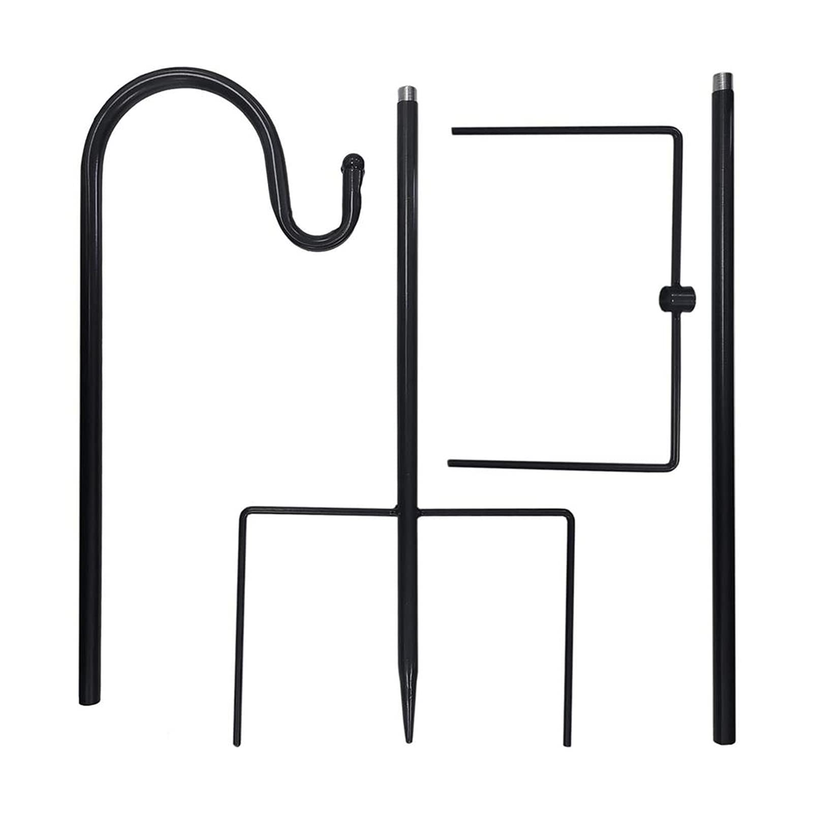 XVZ Shepherds Hook 4er Pack Ajustable Shepherd Hook, 38 pulgadas Super Strong Metal Garden Shepherd Hooks para colgar comederos de pájaros, macetas, farolillos, decoración de boda, color negro