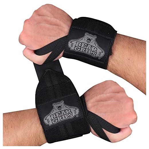 Bear Grips 2-Band Wrist Wraps. Ultimate Weightlifting Wrist wrap Support Straps, for Crossfit WODs, Gym Workout, Weight Lifting, Gymnastics. for Men, Women, Stealth Black, Size: 12" Length