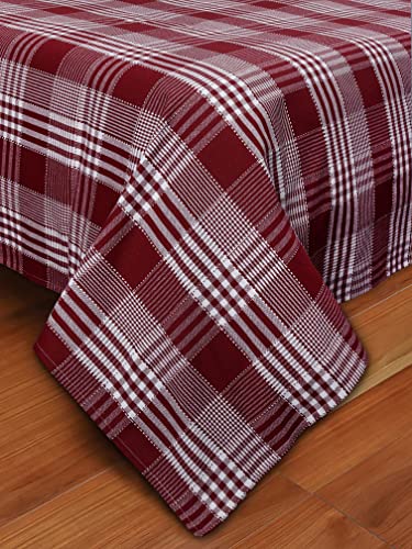 Image of AIRWILL, 200GSM Handloom Cotton Double Bedsheet with 2 Pillow Covers (Track Dobby Maroon)