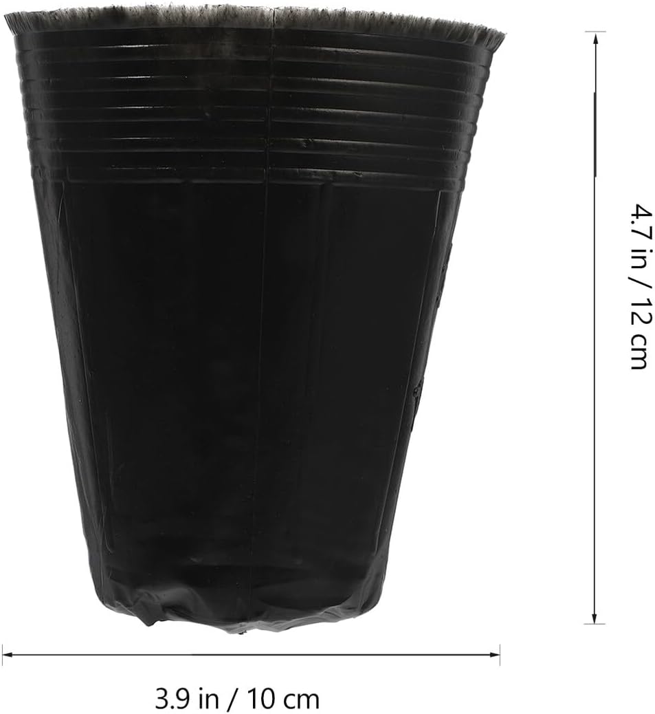 Totority 500pcs Black Plant Nursery Pots and Planting Planter Cups for Garden Seed Starting with Drainage, Portable Plastic Nutrition Cups for Indoor and Outdoor Seedling Growth