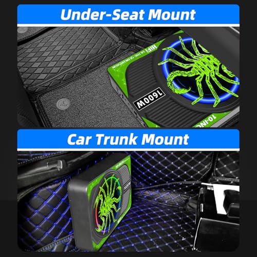 Image of 2026 Upgraded 10 inch 1600W Slim Under Seat Car Subwoofer with Built-in Amp & LED Ambient Lights - Low Profile Bass Sub for Car Audio Individual Controls (LPF /Gain /Bass Boost) High Output Distortion-Free