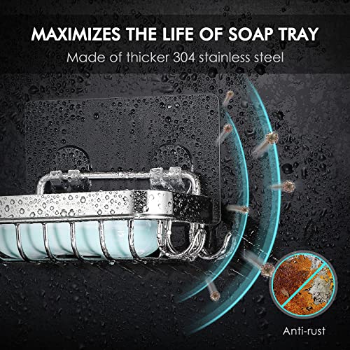 Shower Wall Soap Dish Holder: Wall Mounted Draining Soap Razor Saver For Bathroom Tile - Rectangle Bar Soapdish With Perforation - Replacement For Suction1 #TOP1