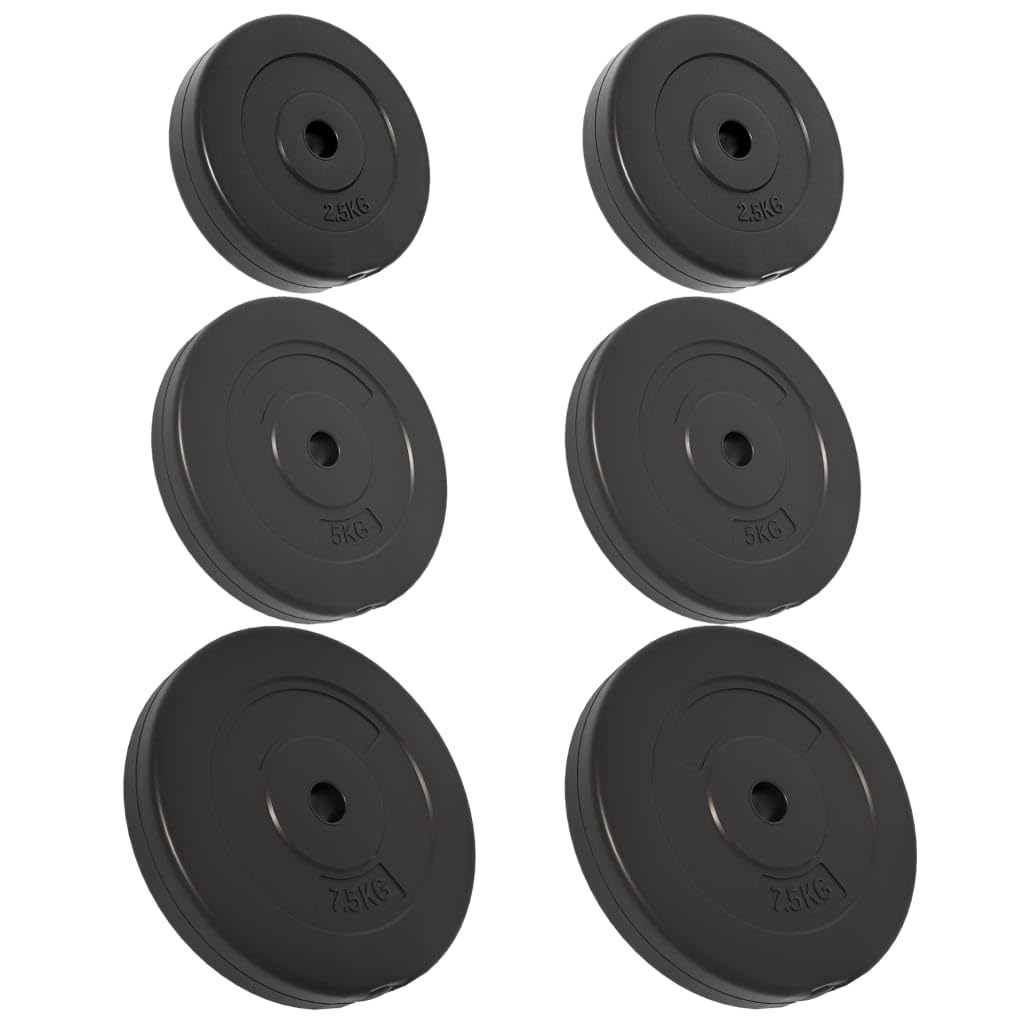 2 discos de peso de 10 kg, 26,5 mm, orificio para barra de pesas, entrenamiento de fuerza, fitness, color negro