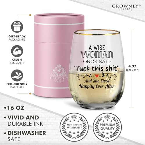 CROWNLY CRYSTAL® Funny Gifts for Women Leaving Gifts Colleagues Personalised Wine Glass Gin Glasses Gift Ideas Friends Birthday - Image 3