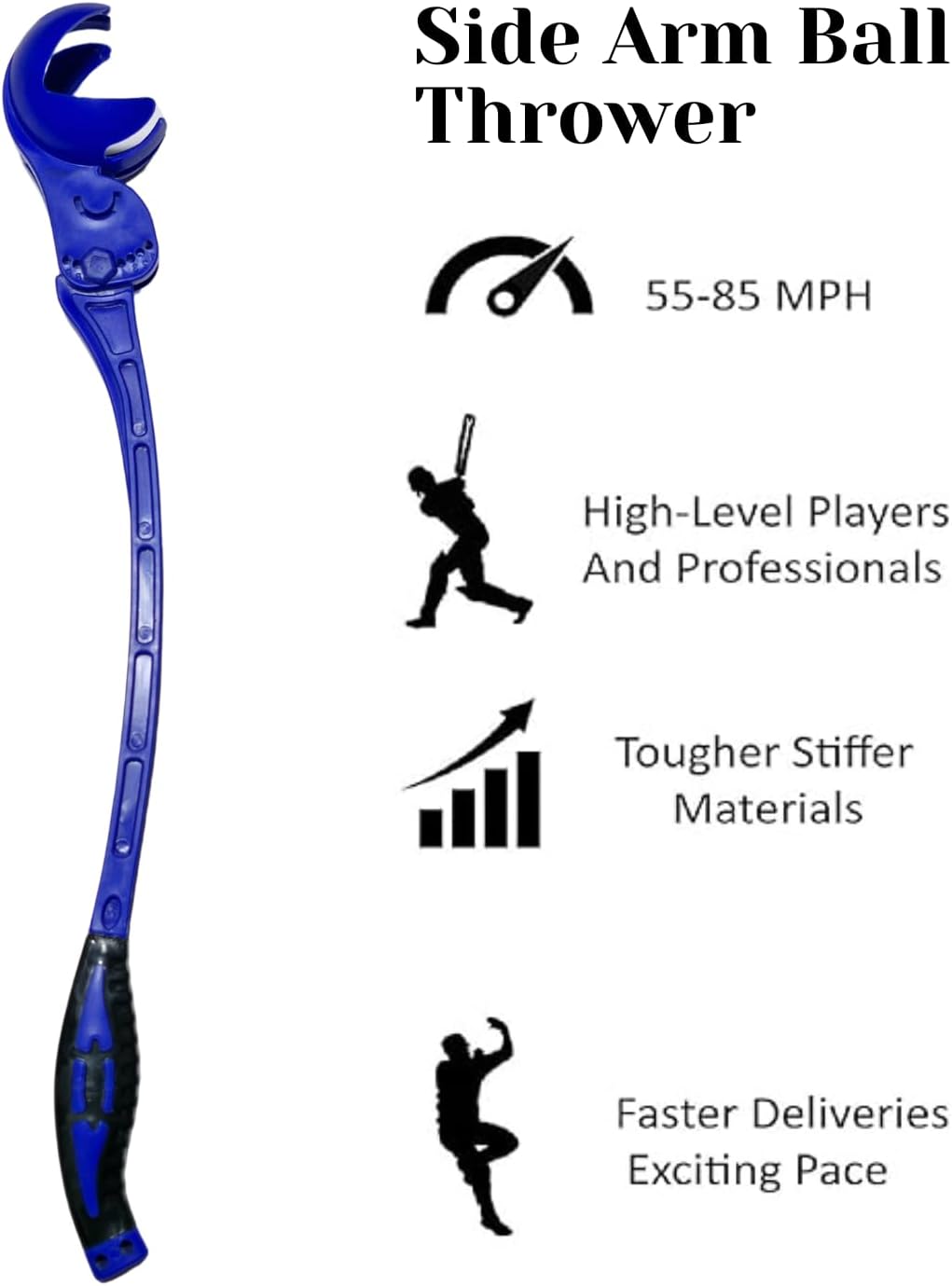 Blue Side Arm Ball Thrower for Cricket - Ball Thrower for Kids Cricket & Softball, Tennis Ball -Blue Cricket Side Arm Ball Thrower Stick for Speed, Practice, & Training.